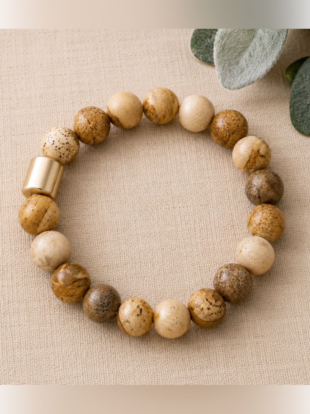 Embellish brown natural Jasper stretch bracelet